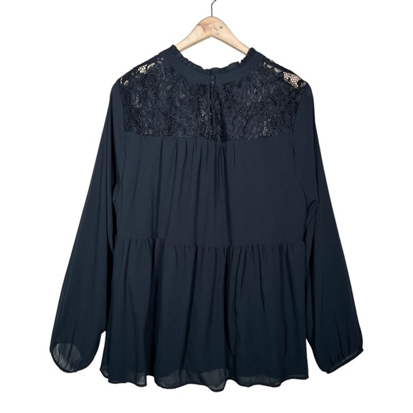 TORRID Black Lace Chiffon Overlay Blouse - Picture 7 of 15